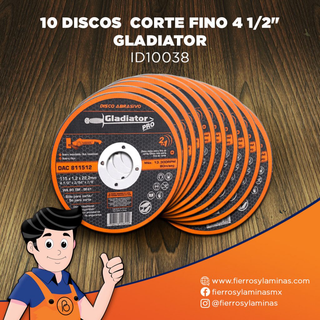 10 discos corte fino 4 1/2 Gladiator